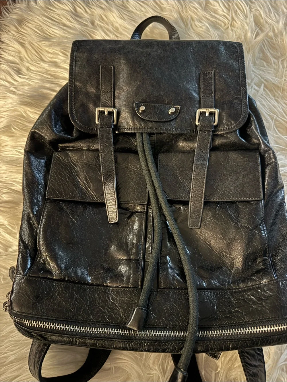 Balenciaga Black Leather Backpack